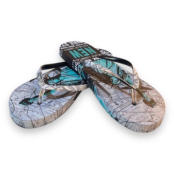 New York Statue Of Liberty Flip Flops, Women’s Size 8.5-9M NWOT - Picture 2 of 4